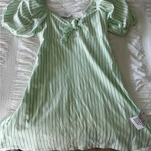 ASOS Green-Striped Tie-Front Dress